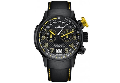 Edox Chronorally 38001 Horlogeband Zwart Leer