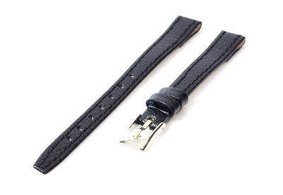 Clip horlogeband 10mm - kalfsleer zwart