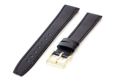 Clip horlogeband 16mm - kalfsleer zwart