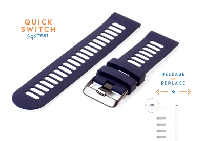 20mm siliconen horlogeband - blauw/wit