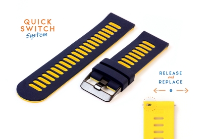 20mm siliconen horlogeband - blauw/geel
