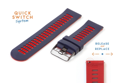 20mm siliconen horlogeband - blauw/rood