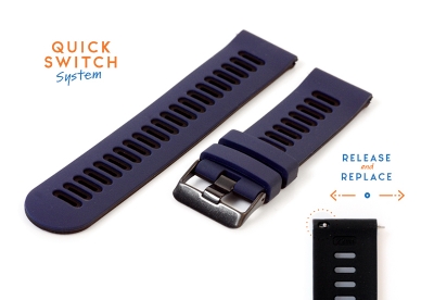 20mm siliconen horlogeband - blauw/zwart