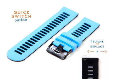 20mm siliconen horlogeband - lichtblauw/zwart