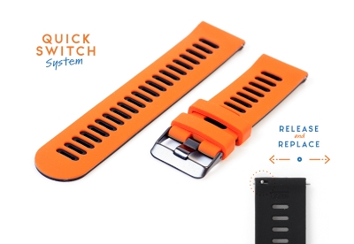 20mm siliconen horlogeband - oranje/zwart
