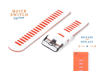 20mm siliconen horlogeband - wit/oranje