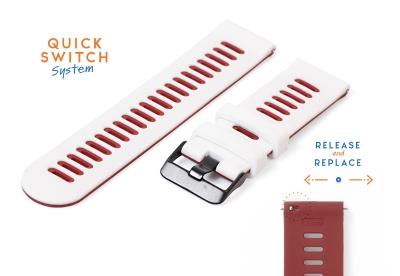 20mm siliconen horlogeband - wit/rood