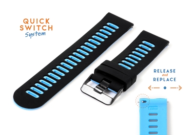 20mm siliconen horlogeband - zwart/blauw