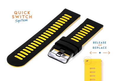20mm siliconen horlogeband - zwart/geel