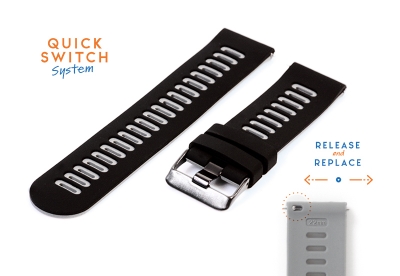 20mm siliconen horlogeband - zwart/grijs