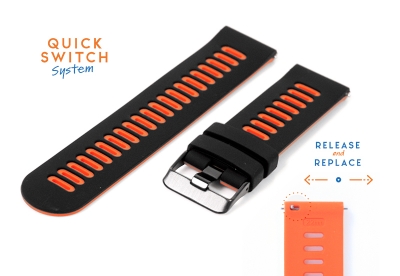 Coros Apex 42mm / Pace 2 siliconen horlogeband - zwart/oranje
