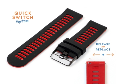 Coros Apex 42mm / Pace 2 siliconen horlogeband - zwart/rood