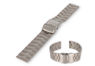 Platte horlogeband 22mm titanium - zilver (sluiting staal)