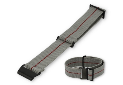 Elastische horlogeband 20mm nylon grijs - rood