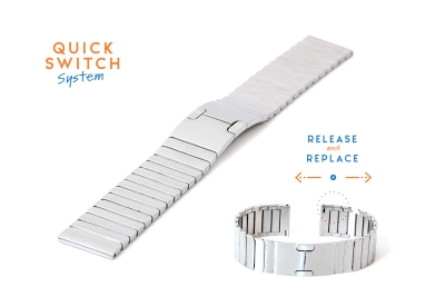 Horlogeband 22mm staal zilver - extra plat