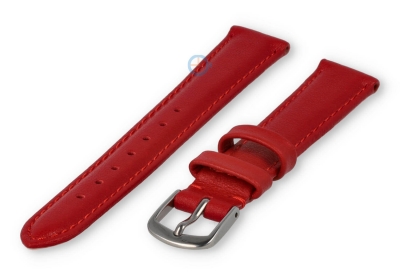 12mm horlogeband glad leer - donkerrood