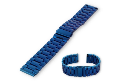 Horlogeband 22mm mat staal - blauw