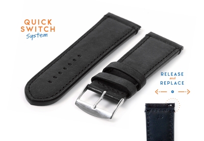 Horlogeband 26mm zwart kalfsleer
