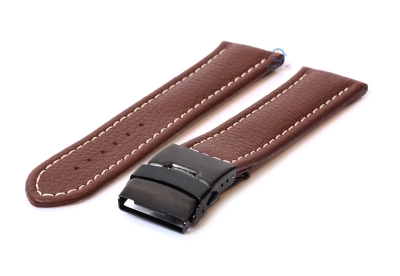 Bruine kalfsleren horlogeband met zwarte vouwsluiting - 20mm
