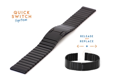Horlogeband 22mm staal zwart - extra plat