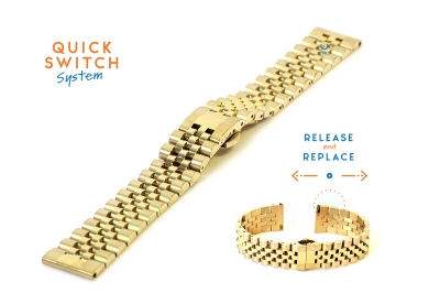 Horlogeband 22mm staal goud - deels gepolijst