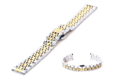 Horlogeband 14mm staal zilver/goud - gepolijst