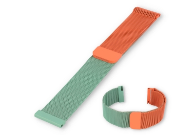 Milanese 20mm horlogeband - oranje/mintgroen