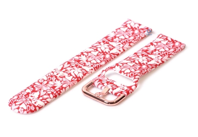 Siliconen horlogeband 20mm bloemenprint rood