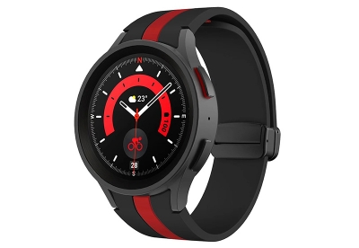 Samsung Galaxy Watch 5 bandje - zwart/rood - magneetsluiting