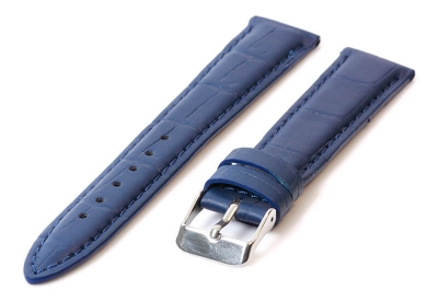 Horlogeband 18mm blauw leer croco