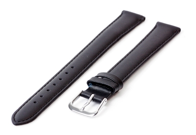 Extra lange horlogeband 16mm leer zwart