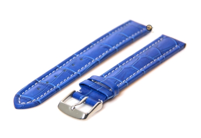 Hard blauwe horlogeband 18mm - luxe croco print