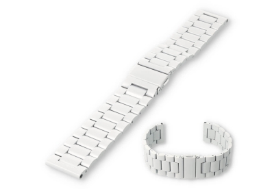 Horlogeband 24mm mat staal - wit