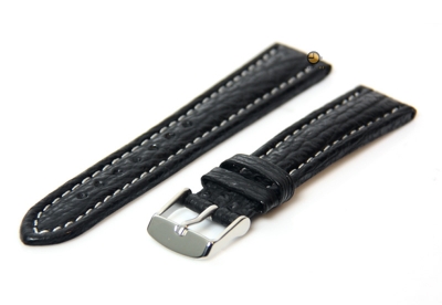 Horlogeband 18mm zwart haaienleer