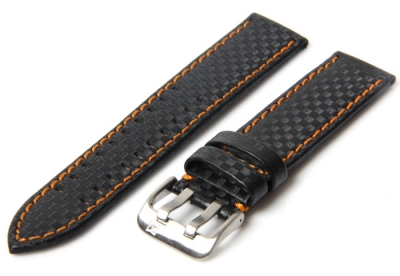 Horlogeband 18mm carbon zwart