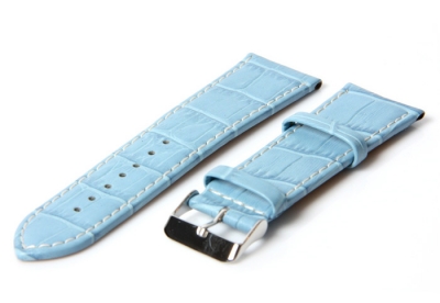 Horlogeband 34mm croco licht blauw