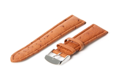 Horlogeband 18mm bruin struisvogel