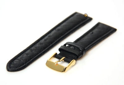 Horlogeband 18mm zwart gouden gesp