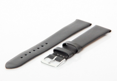 Horlogeband 18mm grijs leer naadloos