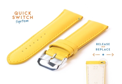 Horlogeband 22mm fel geel kalfsleer
