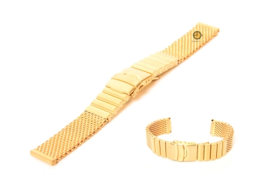 Horlogeband 24mm milanees mat goud