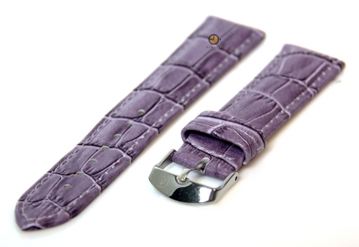 Horlogeband 18mm violet paars leer kroko