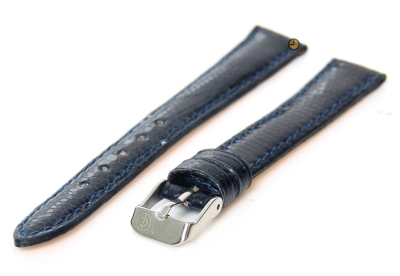 Horlogeband 14mm echt hagedissenleder marineblauw