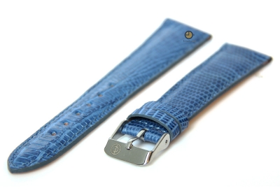 Horlogeband 18mm echt hagedissenleder lichtblauw