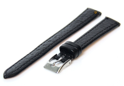 Horlogeband 10mm zwart bizonleer