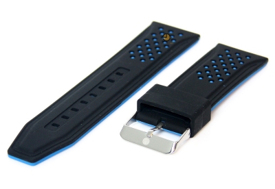 26mm siliconen horlogeband zwart-blauw
