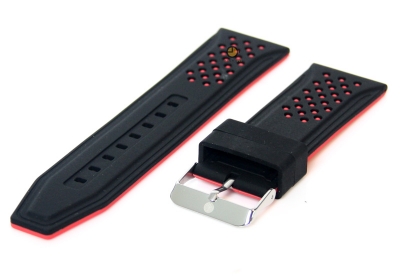 24mm siliconen horlogeband zwart-rood