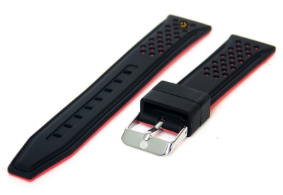 20mm siliconen horlogeband zwart-rood
