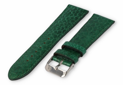 Horlogeband 22mm groen echt slangenleder