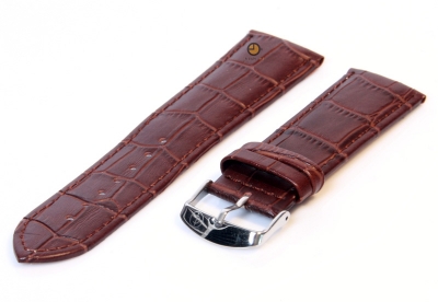 Horlogeband 18mm donkerbruin leer croco